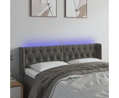 Galvūgalis su LED, tamsiai pilkas, 147x16x78/88cm, aksomas