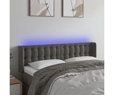 Galvūgalis su LED, tamsiai pilkas, 147x16x78/88cm, aksomas