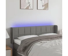 Galvūgalis su LED, tamsiai pilkas, 147x16x78/88cm, audinys