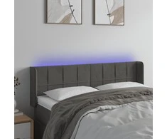 Galvūgalis su LED, tamsiai pilkas, 147x16x78/88cm, aksomas