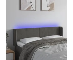 Galvūgalis su LED, tamsiai pilkas, 147x16x78/88cm, aksomas