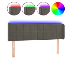 Galvūgalis su LED, tamsiai pilkas, 147x16x78/88cm, aksomas