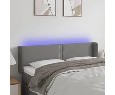 Galvūgalis su LED, tamsiai pilkas, 147x16x78/88cm, audinys