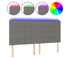 Galvūgalis su LED, tamsiai pilkas, 160x5x118/128cm, audinys