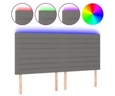 Galvūgalis su LED, tamsiai pilkas, 160x5x118/128cm, audinys