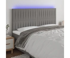 Galvūgalis su LED, tamsiai pilkas, 160x5x118/128cm, audinys