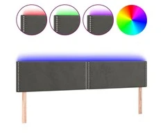 Galvūgalis su LED, tamsiai pilkas, 160x5x78/88cm, aksomas
