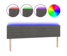 Galvūgalis su LED, tamsiai pilkas, 160x5x78/88cm, aksomas