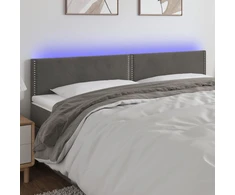 Galvūgalis su LED, tamsiai pilkas, 160x5x78/88cm, aksomas