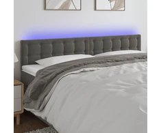 Galvūgalis su LED, tamsiai pilkas, 160x5x78/88cm, aksomas