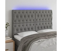 Galvūgalis su LED, tamsiai pilkas, 160x7x118/128cm, audinys