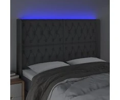 Galvūgalis su LED, tamsiai pilkas, 163x16x118/128cm, audinys