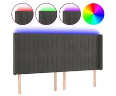 Galvūgalis su LED, tamsiai pilkas, 163x16x118/128cm, aksomas