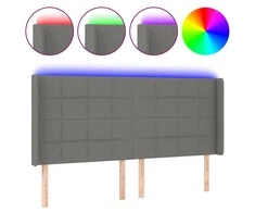 Galvūgalis su LED, tamsiai pilkas, 163x16x118/128cm, audinys