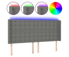 Galvūgalis su LED, tamsiai pilkas, 163x16x118/128cm, audinys