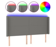 Galvūgalis su LED, tamsiai pilkas, 163x16x118/128cm, audinys