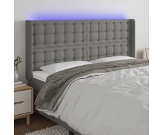 Galvūgalis su LED, tamsiai pilkas, 163x16x118/128cm, audinys