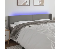 Galvūgalis su LED, tamsiai pilkas, 163x16x78/88cm, audinys