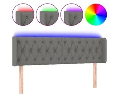 Galvūgalis su LED, tamsiai pilkas, 163x16x78/88cm, audinys