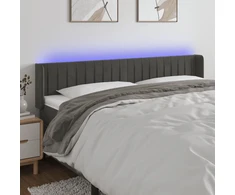 Galvūgalis su LED, tamsiai pilkas, 163x16x78/88cm, aksomas