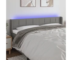 Galvūgalis su LED, tamsiai pilkas, 163x16x78/88cm, audinys