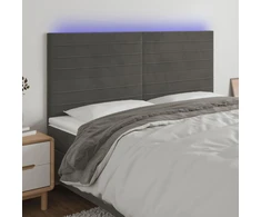 Galvūgalis su LED, tamsiai pilkas, 180x5x118/128cm, aksomas