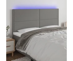 Galvūgalis su LED, tamsiai pilkas, 180x5x118/128cm, audinys