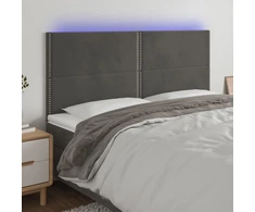 Galvūgalis su LED, tamsiai pilkas, 180x5x118/128cm, aksomas