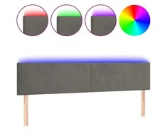 Galvūgalis su LED, tamsiai pilkas, 180x5x78/88cm, aksomas