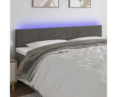 Galvūgalis su LED, tamsiai pilkas, 180x5x78/88cm, aksomas