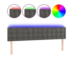 Galvūgalis su LED, tamsiai pilkas, 180x5x78/88cm, aksomas