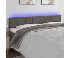 Galvūgalis su LED, tamsiai pilkas, 180x5x78/88cm, aksomas