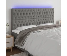Galvūgalis su LED, tamsiai pilkas, 180x7x118/128cm, audinys