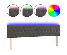 Galvūgalis su LED, tamsiai pilkas, 180x7x78/88cm, aksomas