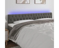 Galvūgalis su LED, tamsiai pilkas, 180x7x78/88cm, aksomas