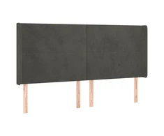 Galvūgalis su LED, tamsiai pilkas, 183x16x118/128cm, aksomas