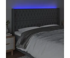 Galvūgalis su LED, tamsiai pilkas, 183x16x118/128cm, audinys
