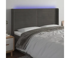 Galvūgalis su LED, tamsiai pilkas, 183x16x118/128cm, aksomas