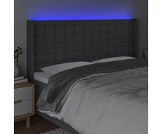 Galvūgalis su LED, tamsiai pilkas, 183x16x118/128cm, audinys