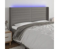 Galvūgalis su LED, tamsiai pilkas, 183x16x118/128cm, audinys