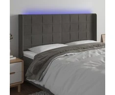 Galvūgalis su LED, tamsiai pilkas, 183x16x118/128cm, aksomas