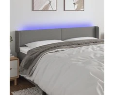 Galvūgalis su LED, tamsiai pilkas, 183x16x78/88cm, audinys