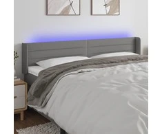 Galvūgalis su LED, tamsiai pilkas, 183x16x78/88cm, audinys