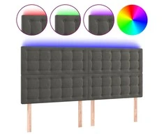 Galvūgalis su LED, tamsiai pilkas, 200x5x118/128cm, aksomas