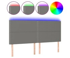 Galvūgalis su LED, tamsiai pilkas, 200x5x118/128cm, audinys