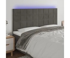 Galvūgalis su LED, tamsiai pilkas, 200x5x118/128cm, aksomas