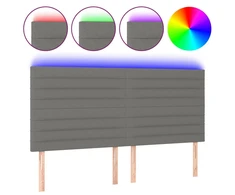Galvūgalis su LED, tamsiai pilkas, 200x5x118/128cm, audinys