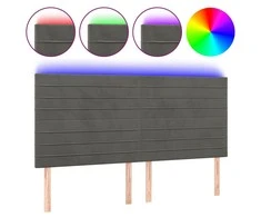 Galvūgalis su LED, tamsiai pilkas, 200x5x118/128cm, aksomas