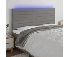 Galvūgalis su LED, tamsiai pilkas, 200x5x118/128cm, audinys