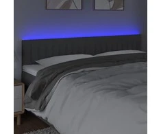 Galvūgalis su LED, tamsiai pilkas, 200x5x78/88cm, audinys
